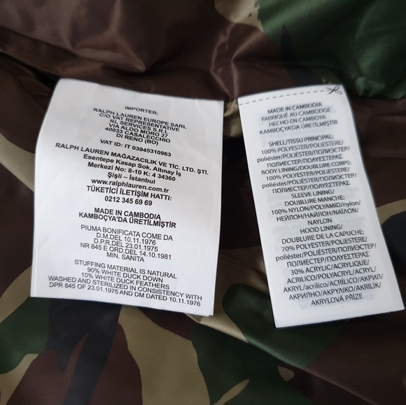 Polo Ralph Lauren Hooded Down Jacket Sportsmen 750 Fill Blue/Camo Sherpa Hood - Picture 7 of 7